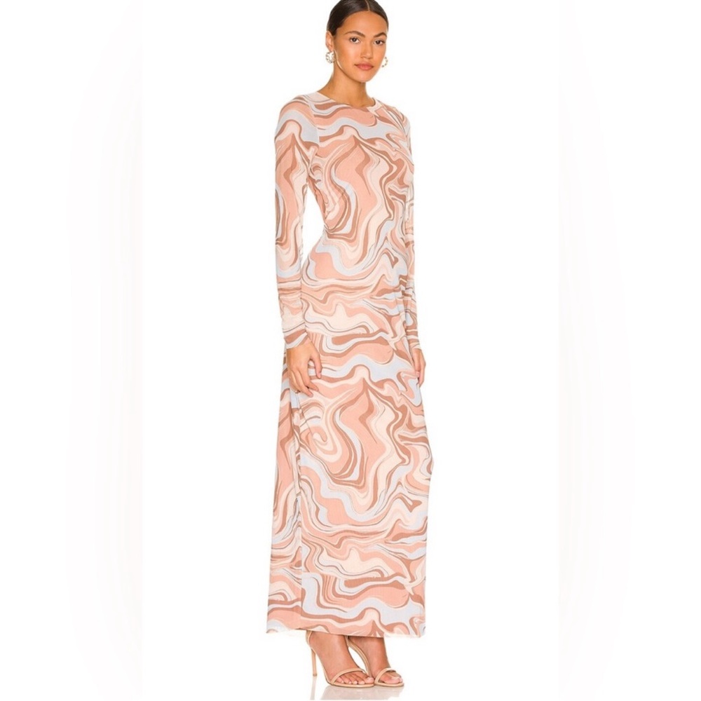 AFRM Pink and Cream Swirl Long Sleeve Dress